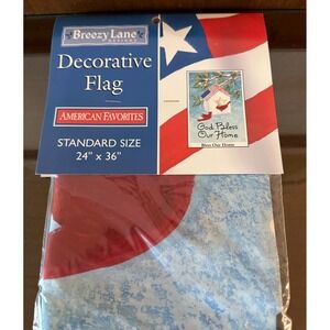 Breezy Lane Designs God Bless Our Home Birdhouse Patriotic Garden Flag 24''x36''